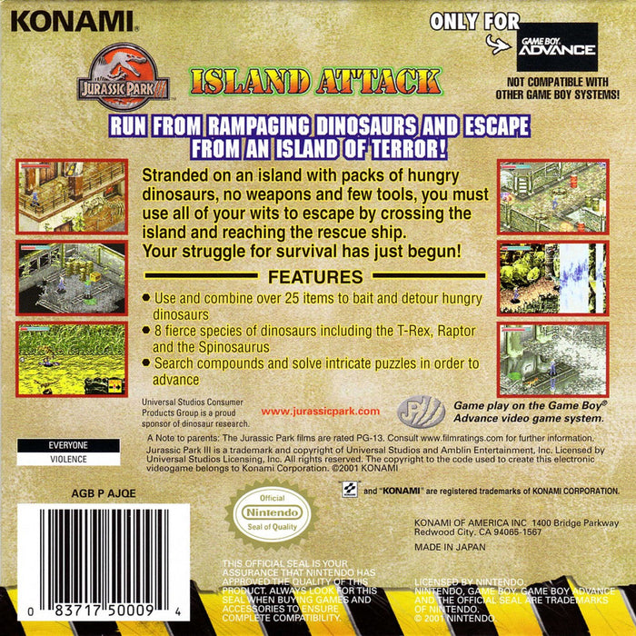 Jurassic Park III: Island Attack – Game Boy Advance (GBA) - for just $15.99! 