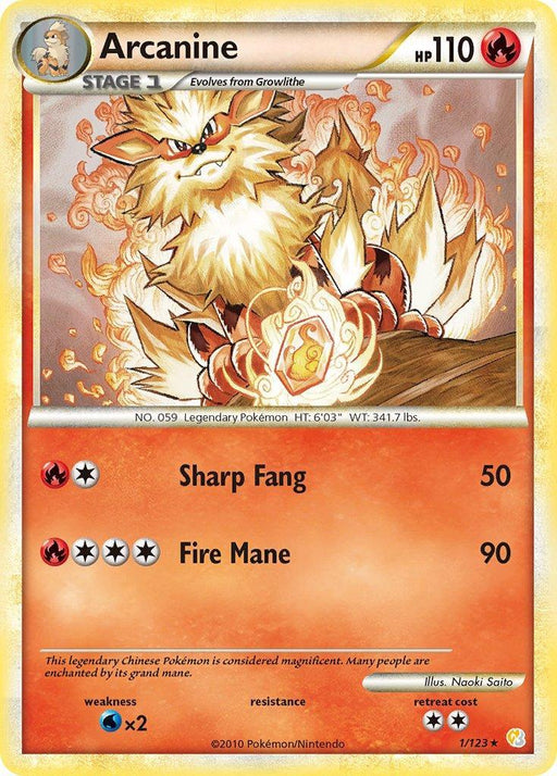 Arcanine (1/123) (Theme Deck Exclusive) [HeartGold & SoulSilver: Base Set] - for just $8.70! 