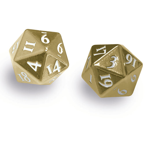 Ultra PRO: Heavy Metal Dice - D20 (2-Dice Set / Gold with White Numbers) - for just $0! 