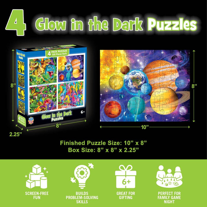 Glow in the Dark 100 Piece Jigsaw Puzzles - 4-Pack V2 - for just $14.99! 
