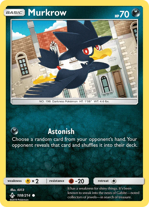 Murkrow (108/214) [Sun & Moon: Unbroken Bonds] - for just $0.10! 