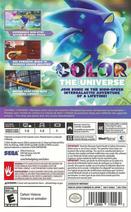Sonic Colors: Ultimate – Nintendo Switch (NS) - for just $12.99! 