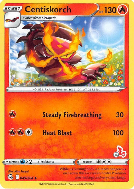 Centiskorch (49/264) (Cinderace Stamp #15) [Battle Academy 2022] - for just $0.10! 
