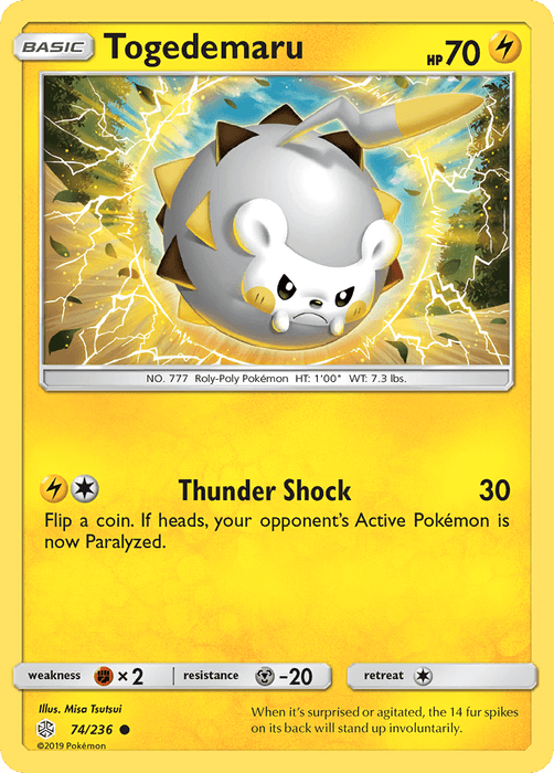 Togedemaru (74/236) [Sun & Moon: Cosmic Eclipse] - for just $0.10! 