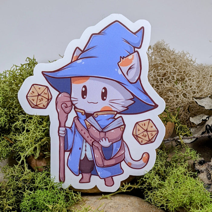 Wizard Hit Dice Cat Tabletop Gaming Sticker - 2.5" - for just $3.50! 