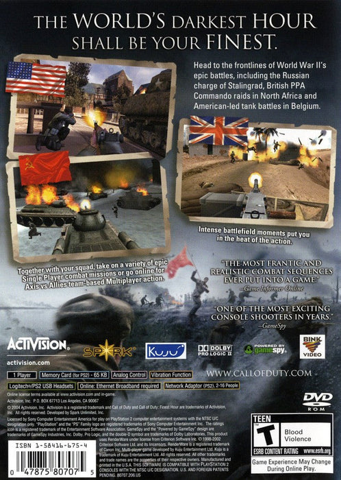 Call of Duty: Finest Hour [Greatest Hits] – PlayStation 2 (PS2) - for just $4.99! 