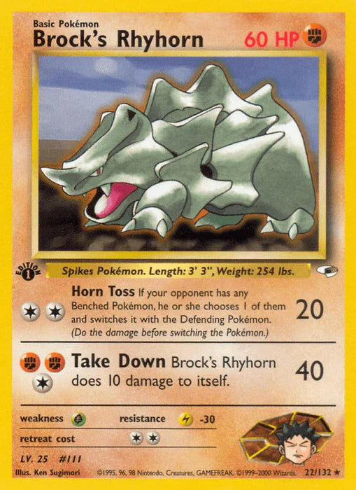 Brock's Rhyhorn (22/132) [Gym Heroes 1st Edition] - for just $4.55! 