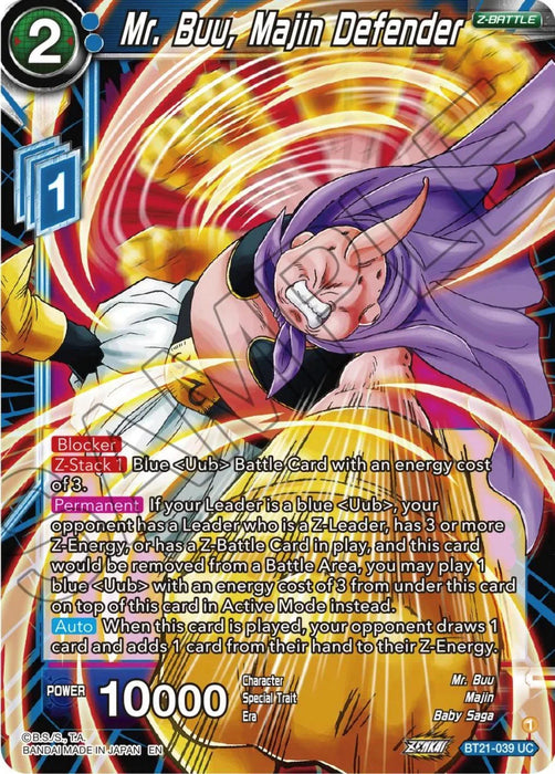 Mr. Buu, Majin Defender (BT21-039) [Wild Resurgence] - for just $0.10! 