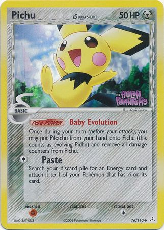 Pichu (76/110) (Delta Species) (Stamped) [EX: Holon Phantoms] - Just $11.70! Shop now at Retro Gaming of Denver