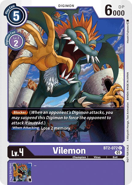 Vilemon [BT2-072] (Tamer Party Vol. 4 Promo) [Release Special Booster Ver.1.0 Promos] - Just $0.35! Shop now at Retro Gaming of Denver