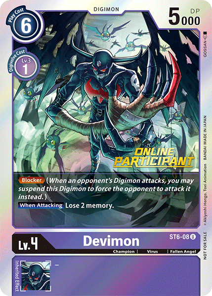 Devimon [ST6-08] (Online Participant) [Starter Deck: Venomous Violet Promos] - Just $0.10! Shop now at Retro Gaming of Denver