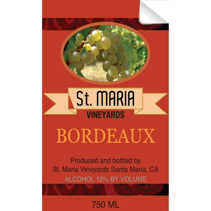 St Maria Bordeaux Wine Single Self Adhesive Label - License and Royalty Free for Film Use - for just $3! 
