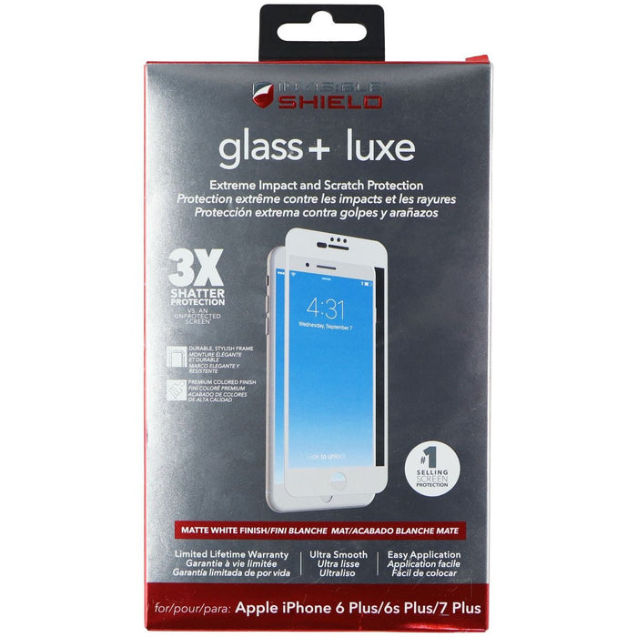 ZAGG InvisibleShield Glass + Luxe for iPhone 8 Plus/7 Plus/6s Plus - White - for just $17.99! 
