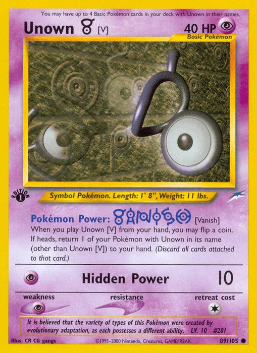 Unown [V] (89/105) [Neo Destiny 1st Edition] - for just $0.60! 