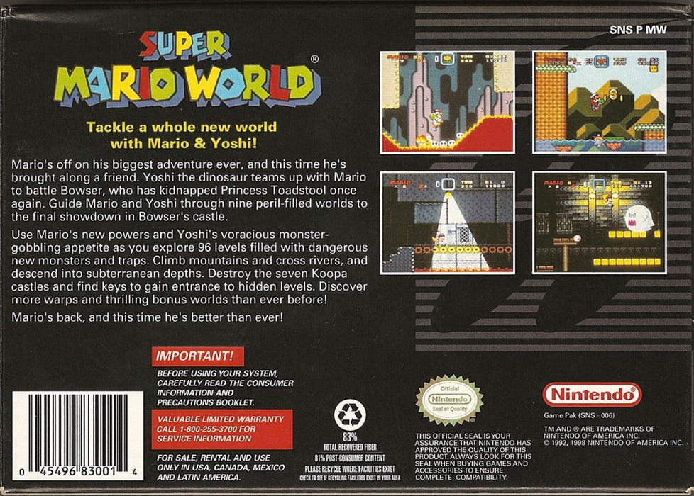 Super Mario World [Player's Choice] – Super Nintendo Entertainment System (SNES) - for just $24.99! 