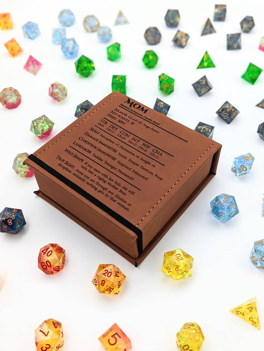 Mom Stat Block - D&D - Vegan Leather Dice Box - for just $27.99! 