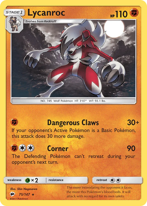 Lycanroc (75/147) [Sun & Moon: Burning Shadows] - for just $0.15! 