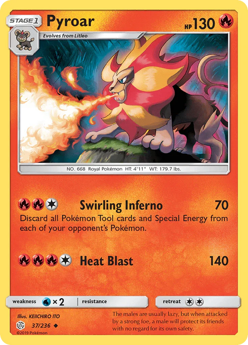 Pyroar (37/236) [Sun & Moon: Cosmic Eclipse] - for just $0.10! 