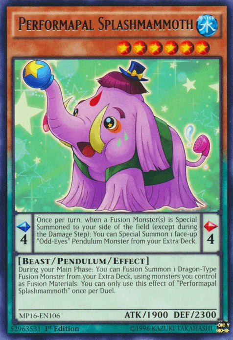 Performapal Splashmammoth [MP16-EN106] Rare - for just $0.10! 