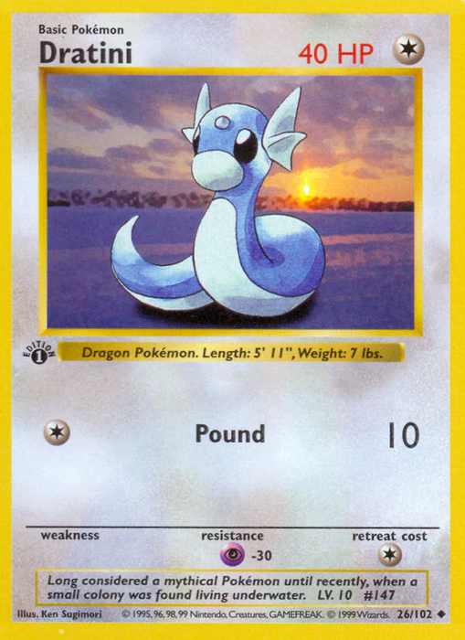 Dratini (26/102) (Shadowless) [Base Set 1st Edition] - Just $18.15! Shop now at Retro Gaming of Denver