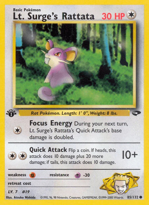 Lt. Surge's Rattata (85/132) [Gym Challenge 1st Edition] - for just $0.50! 