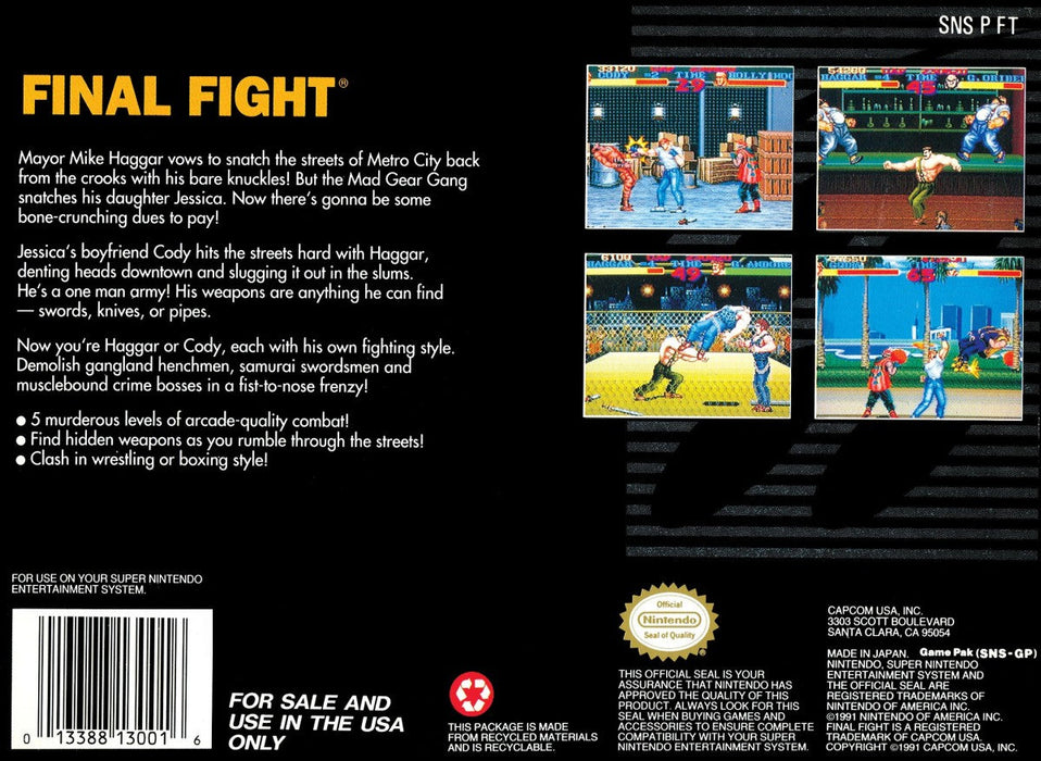 Final Fight — Super Nintendo Entertainment System (SNES) - for just $15.99! 