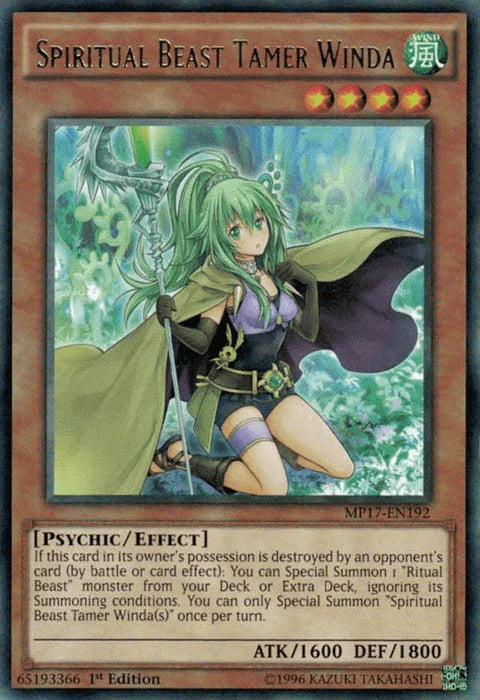 Spiritual Beast Tamer Winda [MP17-EN192] Rare - for just $0.10! 