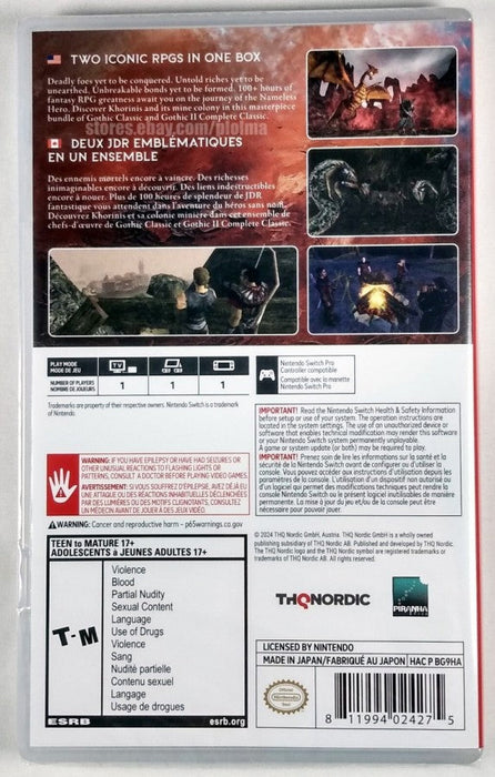 Gothic: Classic Khorinis Saga – Nintendo Switch (NS) - for just $18.99! 