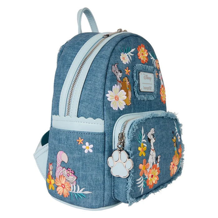Loungefly Disney Dogs and Cats Denim Fringe Mini Backpack - for just $70! 