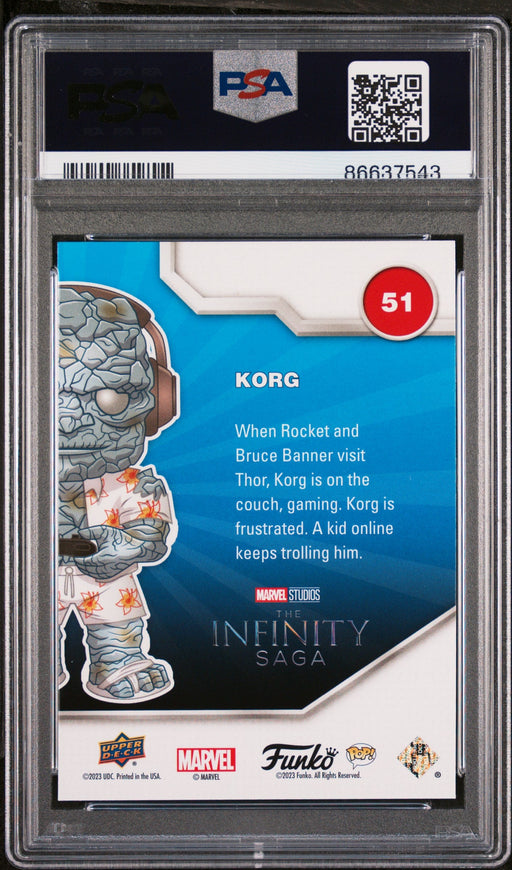 2023 UPPER DECK FUNKO POP MARVEL  KORG GAMER PLATINUM #51  PSA 10 - for just $54! 