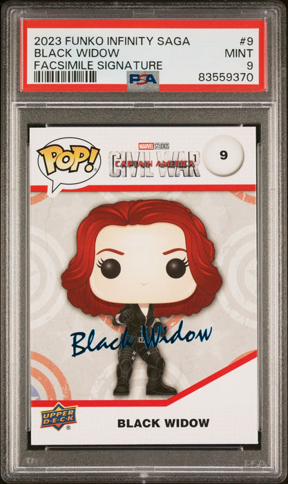 2023 UPPER DECK FUNKO POP MARVEL  BLACK WIDOW FACSIMILE SIGNATURE #9  PSA 9 - for just $79! 