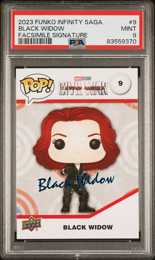 2023 UPPER DECK FUNKO POP MARVEL  BLACK WIDOW FACSIMILE SIGNATURE #9  PSA 9 - for just $79! 