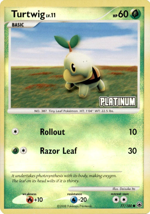 Turtwig LV.11 (77/100) (Platinum) [Burger King Promos: 2008 Collection] - for just $6.90! 