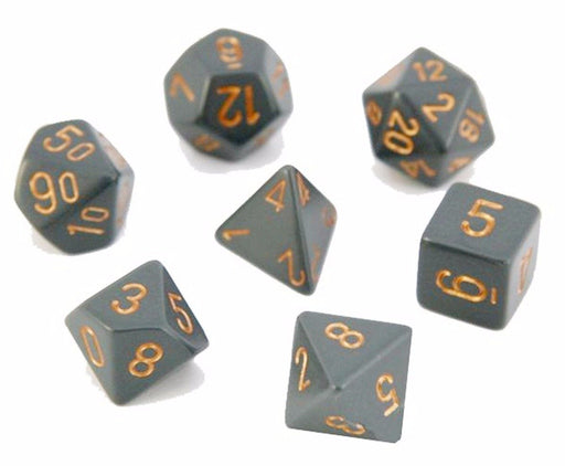 Opaque Polyhedral Dark Grey/Copper 7-Die Set - Just $4.25! Shop now at Retro Gaming of Denver