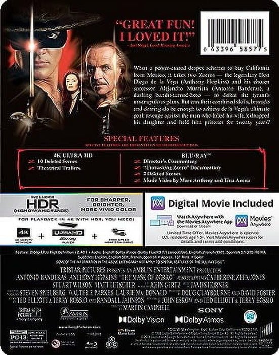 The Mask of Zorro - 25th Anniversary Limited Edition Steelbook ( - for just $28.99! 