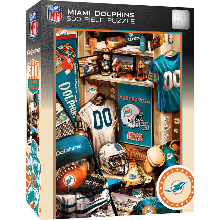 Miami Dolphins - Locker Room 500 Piece Jigsaw Puzzle - Just $16.99! Shop now at Retro Gaming of Denver