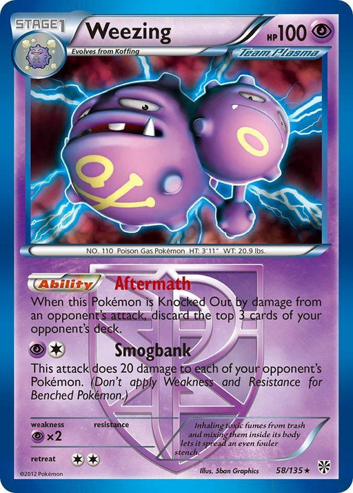Weezing (58/135) (Theme Deck Exclusive) [Black & White: Plasma Storm] - for just $0.55! 