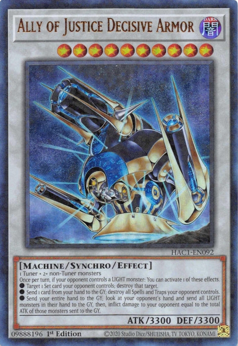 Ally of Justice Decisive Armor (Duel Terminal) [HAC1-EN092] Parallel Rare - for just $0.15! 