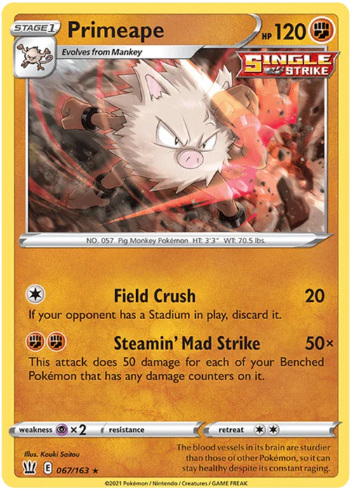 Primeape (067/163) [Sword & Shield: Battle Styles] - for just $0.10! 
