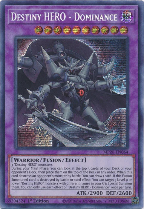 Destiny Hero - Dominance [MP20-EN064] Prismatic Secret Rare - for just $0.15! 