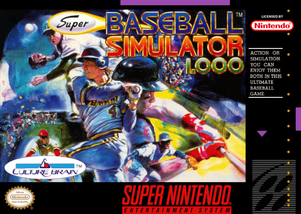 Super Baseball Simulator 1.000 – Super Nintendo Entertainment System (SNES) - for just $5.99! 