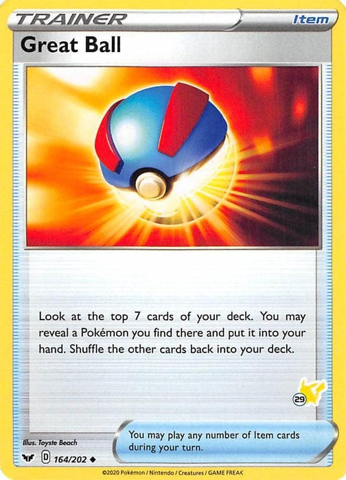 Great Ball (164/202) (Pikachu Stamp #29) [Battle Academy 2022] - for just $0.10! 