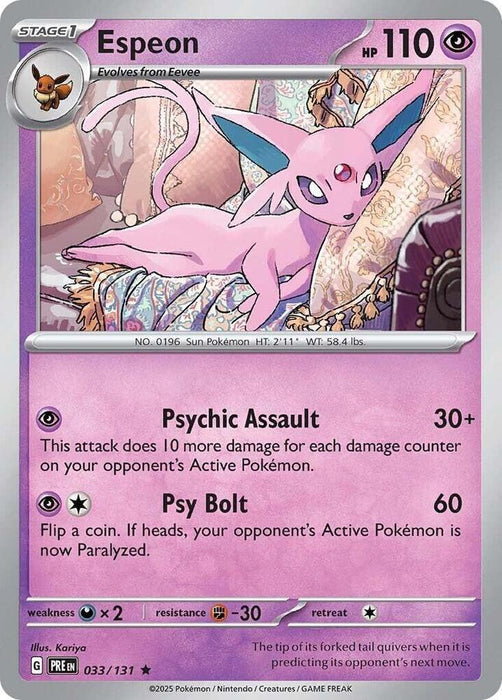 Espeon (033/131) [Scarlet & Violet: Prismatic Evolutions] - for just $0.15! 