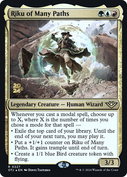 Riku of Many Paths (PRE-227) - Outlaws of Thunder Junction Promos Foil - for just $0.15! 