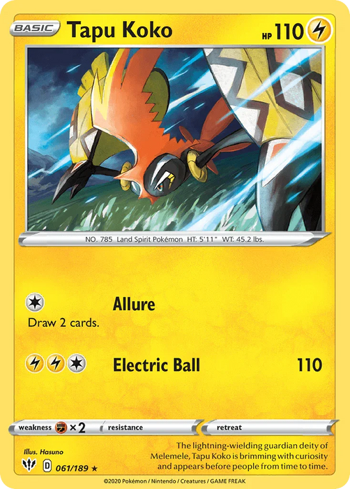 Tapu Koko (061/189) [Sword & Shield: Darkness Ablaze] - for just $0.15! 
