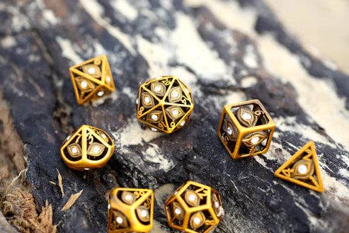 Dragon's Eye Hollow Metal Dice Set - White Gems - for just $99.99! 