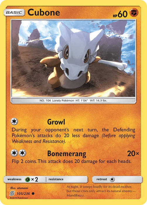 Cubone (105/236) [Sun & Moon: Unified Minds] - for just $0.10! 