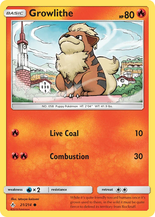 Growlithe (21/214) [Sun & Moon: Unbroken Bonds] - for just $0.10! 