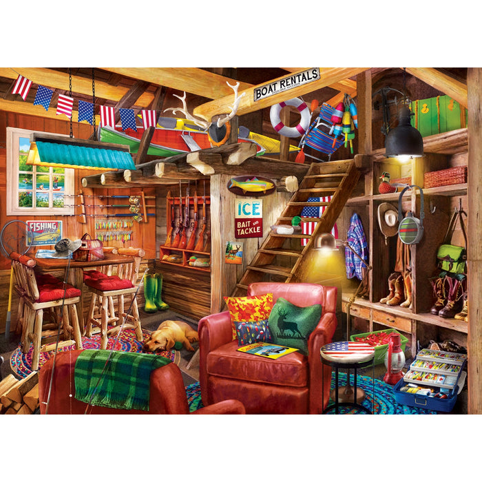 Man Cave - Fish, Hunt, & Hibernate 1000 Piece Jigsaw Puzzle - Just $16.99! Shop now at Retro Gaming of Denver