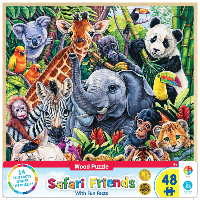 Wood Fun Facts - Safari Friends 48 Piece Wood Jigsaw Puzzle - Just $12.99! Shop now at Retro Gaming of Denver